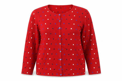 Country Casuals Women’s Red Geometric Button Cardigan XL Long Sleeve