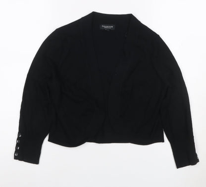 Additional front view of Collection Debenhams Women Black, size 14, Open V-Neck Knit Cardigan
