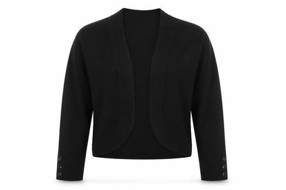 Front view of Collection Debenhams Women Black, size 14, Open V-Neck Knit Cardigan