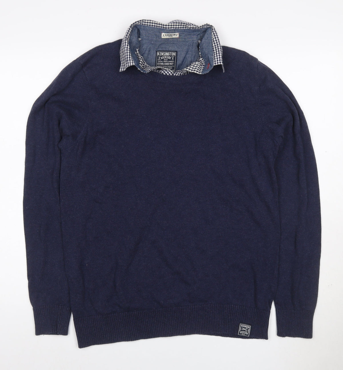Kensington Dockside Men's Navy M Collared Cotton Knit Pullover Jumper