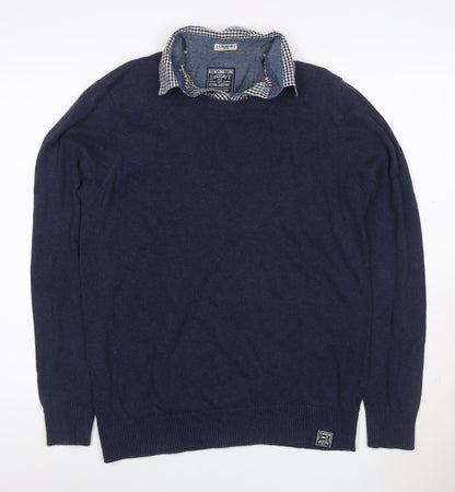 Kensington Dockside Men's Navy M Collared Cotton Knit Pullover Jumper