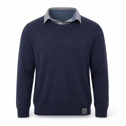Kensington Dockside Men's Navy M Collared Cotton Knit Pullover Jumper