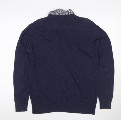 Kensington Dockside Men's Navy M Collared Cotton Knit Pullover Jumper