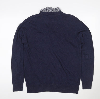 Kensington Dockside Men's Navy M Collared Cotton Knit Pullover Jumper