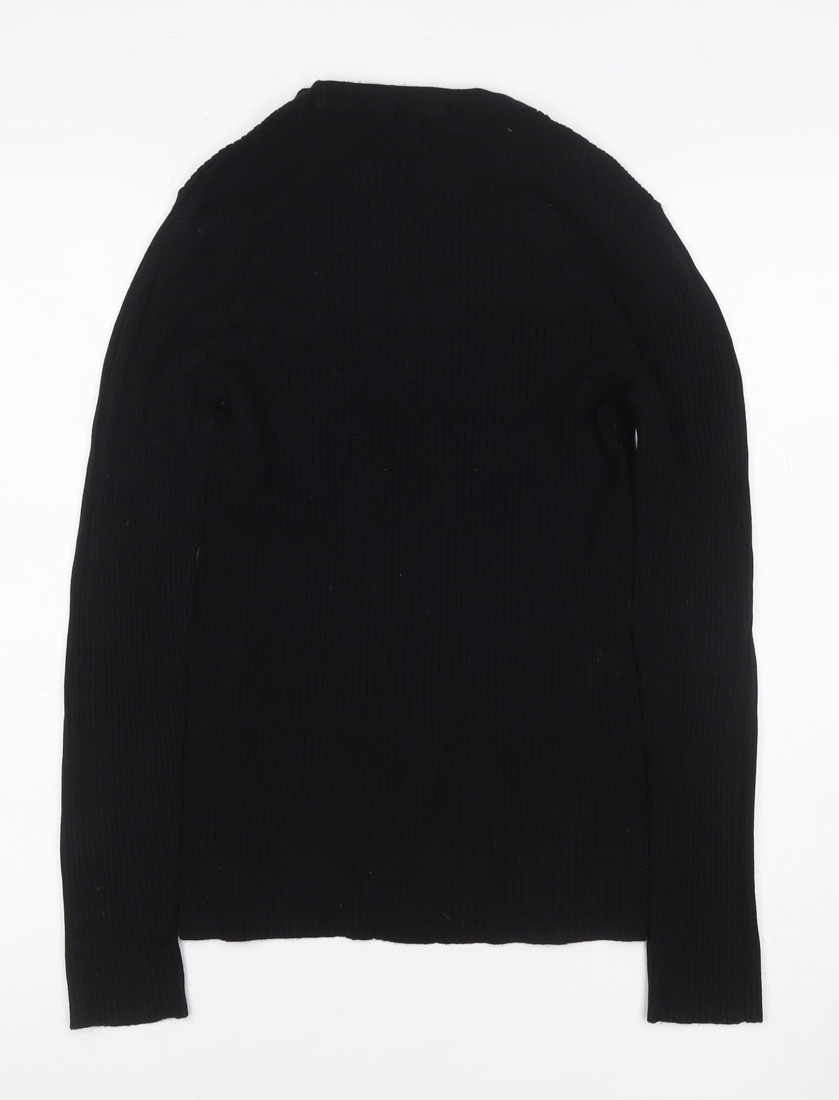Bershka Women Black S Ribbed Roll Neck Slim Knit Jumper Long Sleeve