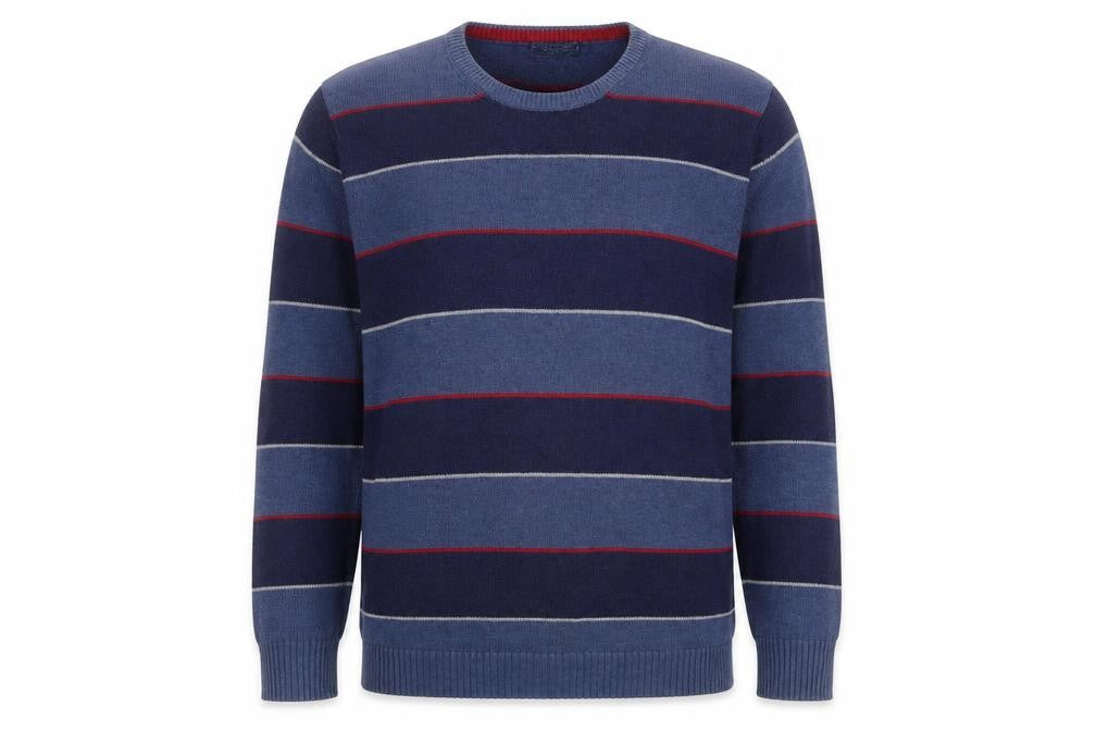 Maine New England Men’s Blue Striped Cotton Knit Pullover Jumper XL
