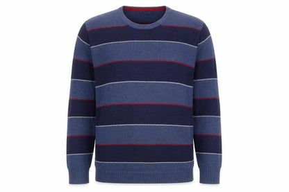 Maine New England Men’s Blue Striped Cotton Knit Pullover Jumper XL