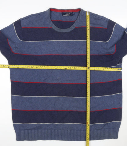 Maine New England Men’s Blue Striped Cotton Knit Pullover Jumper XL
