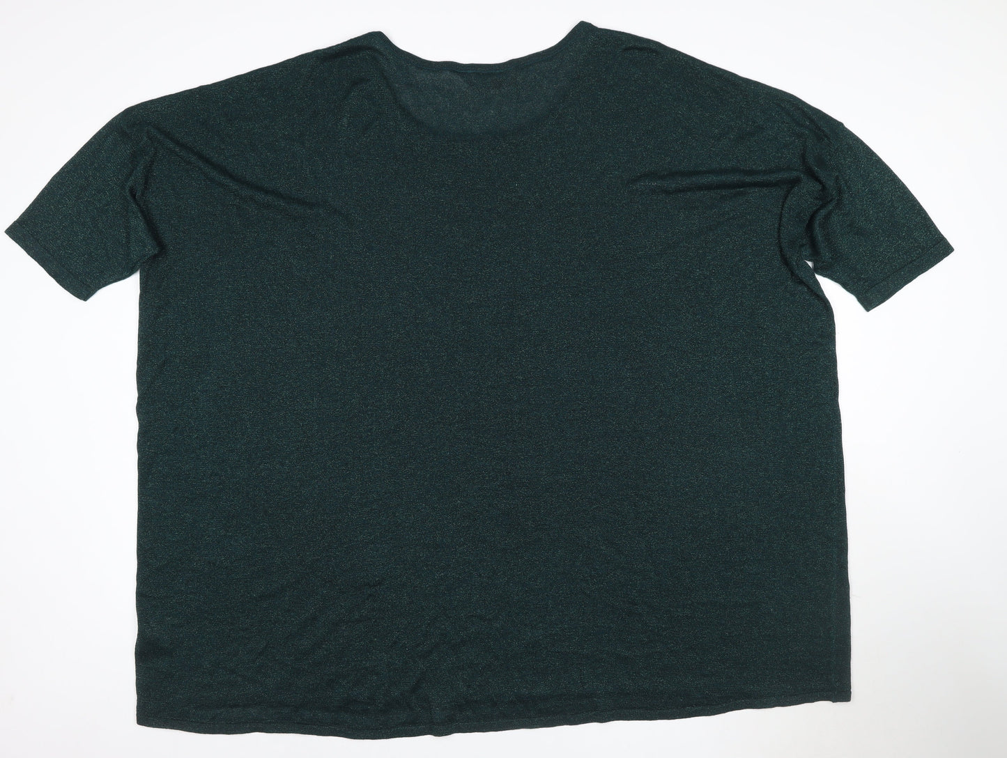Yours Women Green Shimmer Knit Blouse UK 26 Short Sleeve Plus Size