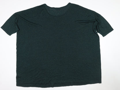 Yours Women Green Shimmer Knit Blouse UK 26 Short Sleeve Plus Size