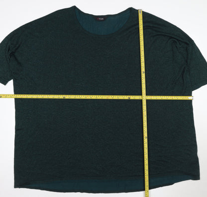 Yours Women Green Shimmer Knit Blouse UK 26 Short Sleeve Plus Size