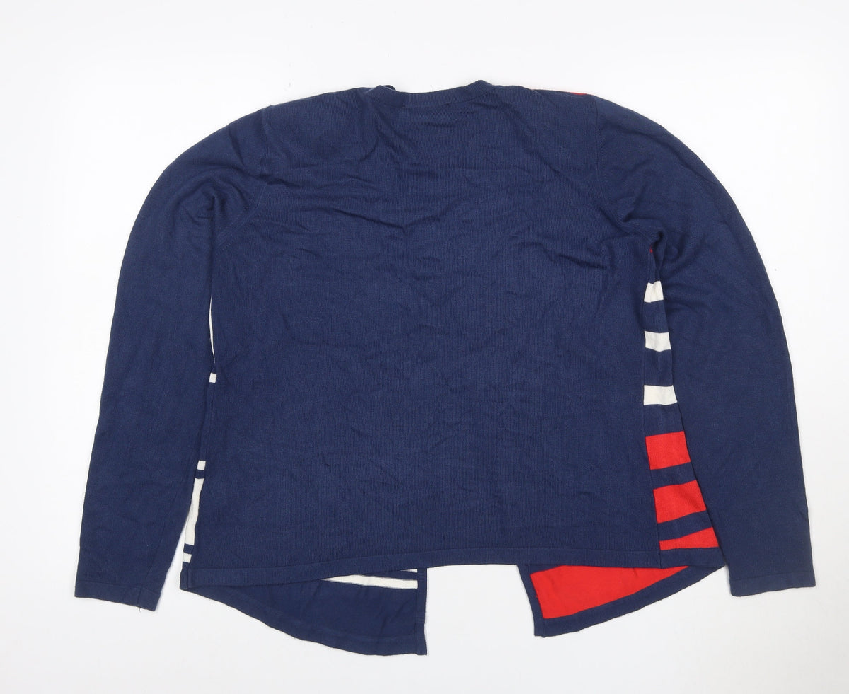 Eugen Klein Women’s Navy Red White Striped Open Cardigan UK 12