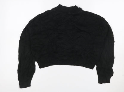 Weekday Women Black S Cable-Knit High Neck Cropped Pullover Jumper