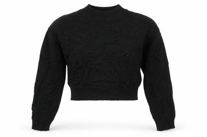 Weekday Women Black S Cable-Knit High Neck Cropped Pullover Jumper
