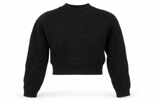 Weekday Women Black S Cable-Knit High Neck Cropped Pullover Jumper