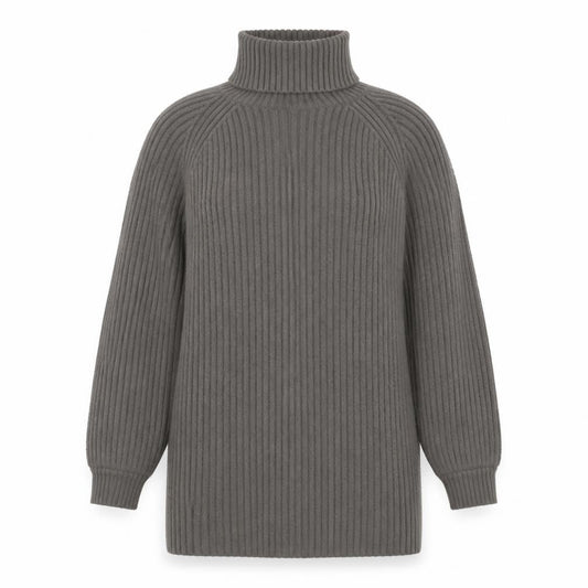 Front view of Missguided Women Grey, size 12, Rib Knit Roll Neck jumper