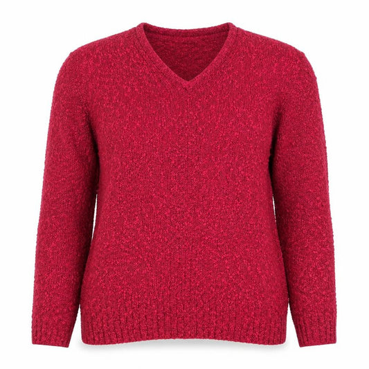 Isle Women’s Pink V-Neck Chunky Knit Jumper Size 14 Long Sleeve