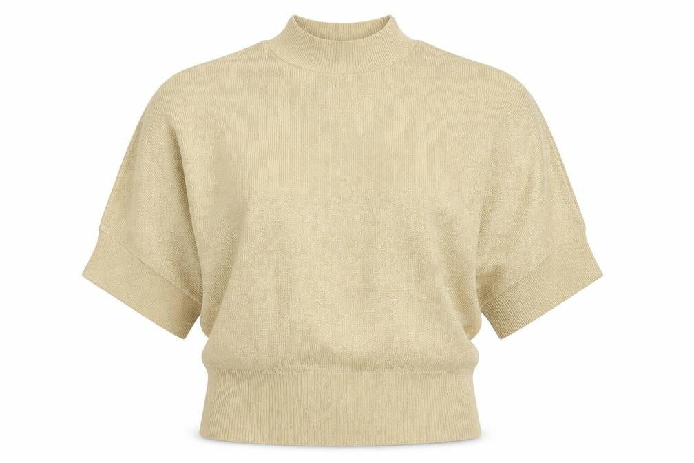 New Magram Collection Women's Gold Lurex Mock Neck Knit Jumper L