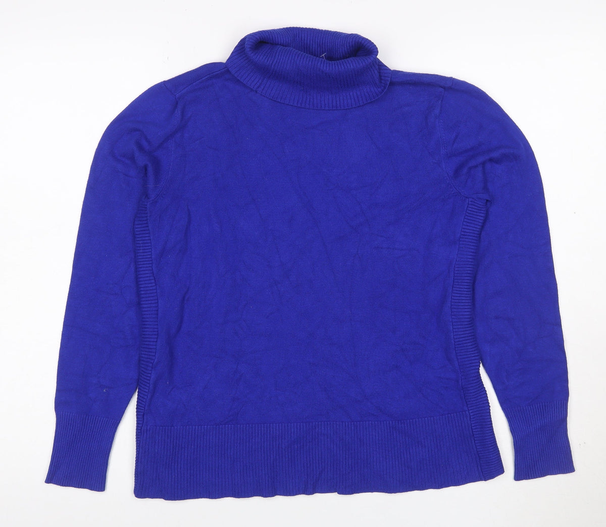 Cable & Gauge Women Blue M Roll Neck Fine Knit Pullover Jumper