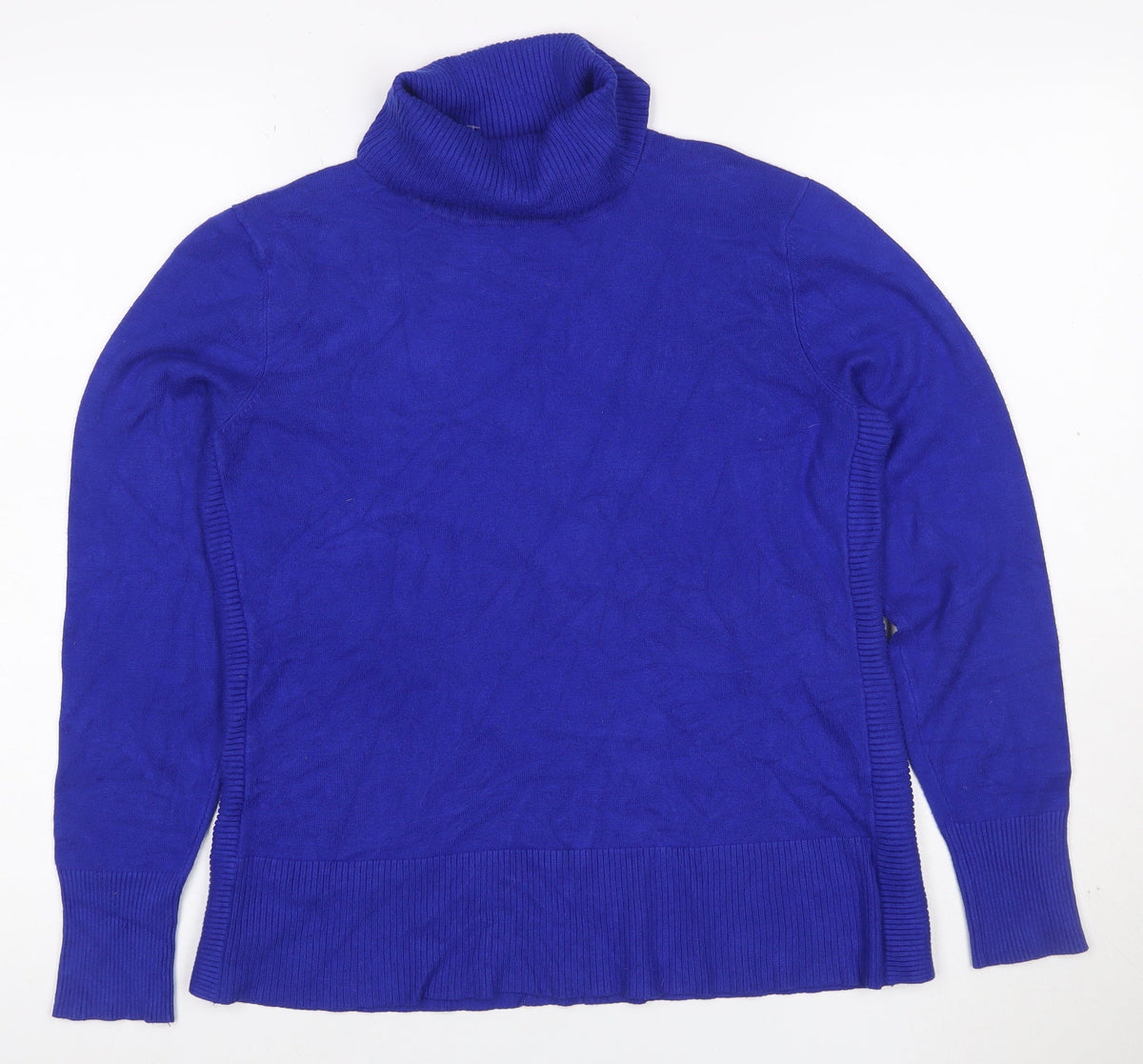 Cable & Gauge Women Blue M Roll Neck Fine Knit Pullover Jumper