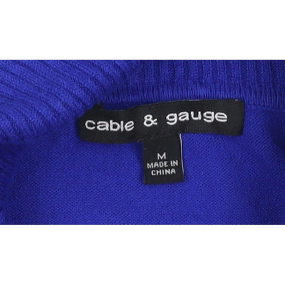 Cable & Gauge Women Blue M Roll Neck Fine Knit Pullover Jumper