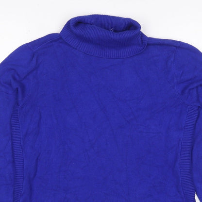 Cable & Gauge Women Blue M Roll Neck Fine Knit Pullover Jumper