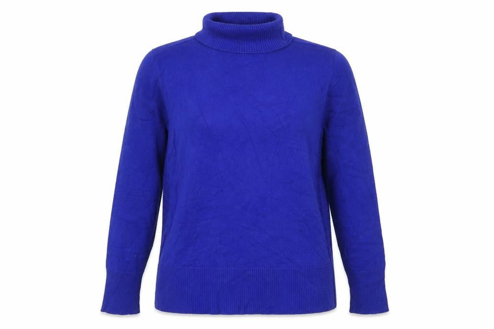 Cable & Gauge Women Blue M Roll Neck Fine Knit Pullover Jumper