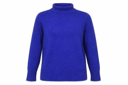Cable & Gauge Women Blue M Roll Neck Fine Knit Pullover Jumper