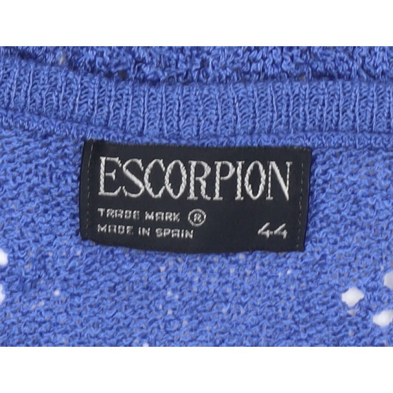 Escorpion Women Blue UK 16 Knit Ruffle Neck Short Sleeve Top
