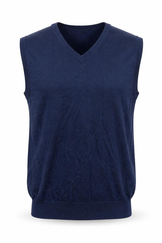 Izod Men's Navy Blue L V-Neck Sleeveless Cotton Blend Knit Vest