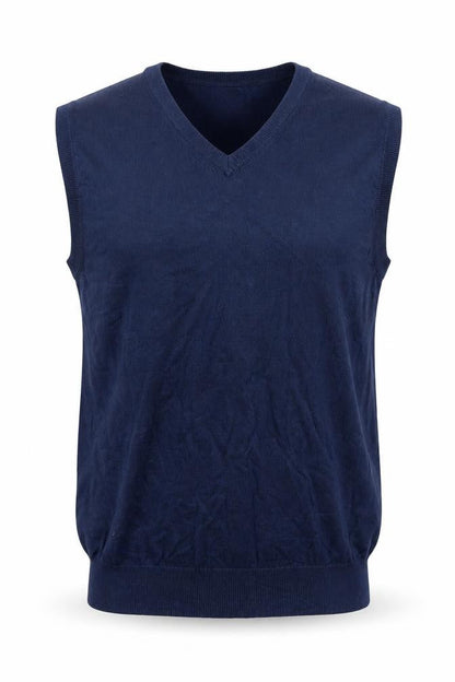 Izod Men's Navy Blue L V-Neck Sleeveless Cotton Blend Knit Vest