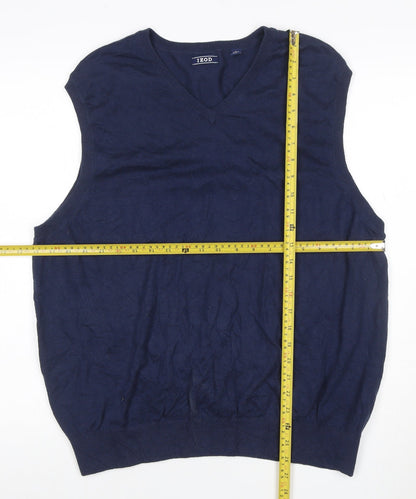 Izod Men's Navy Blue L V-Neck Sleeveless Cotton Blend Knit Vest
