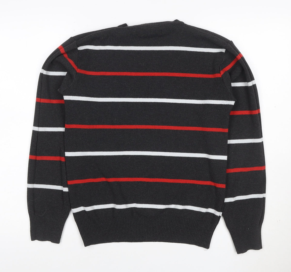 S'WEST Unisex Adults Black L Striped Crew Neck Knit Pullover Jumper