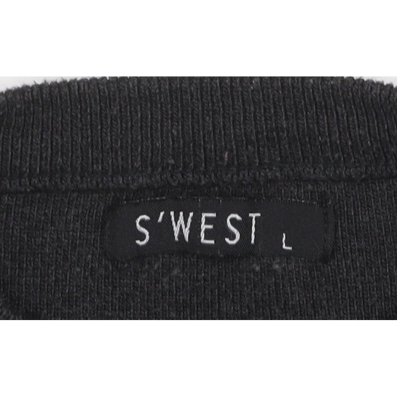 S'WEST Unisex Adults Black L Striped Crew Neck Knit Pullover Jumper