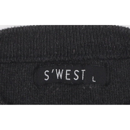 S'WEST Unisex Adults Black L Striped Crew Neck Knit Pullover Jumper