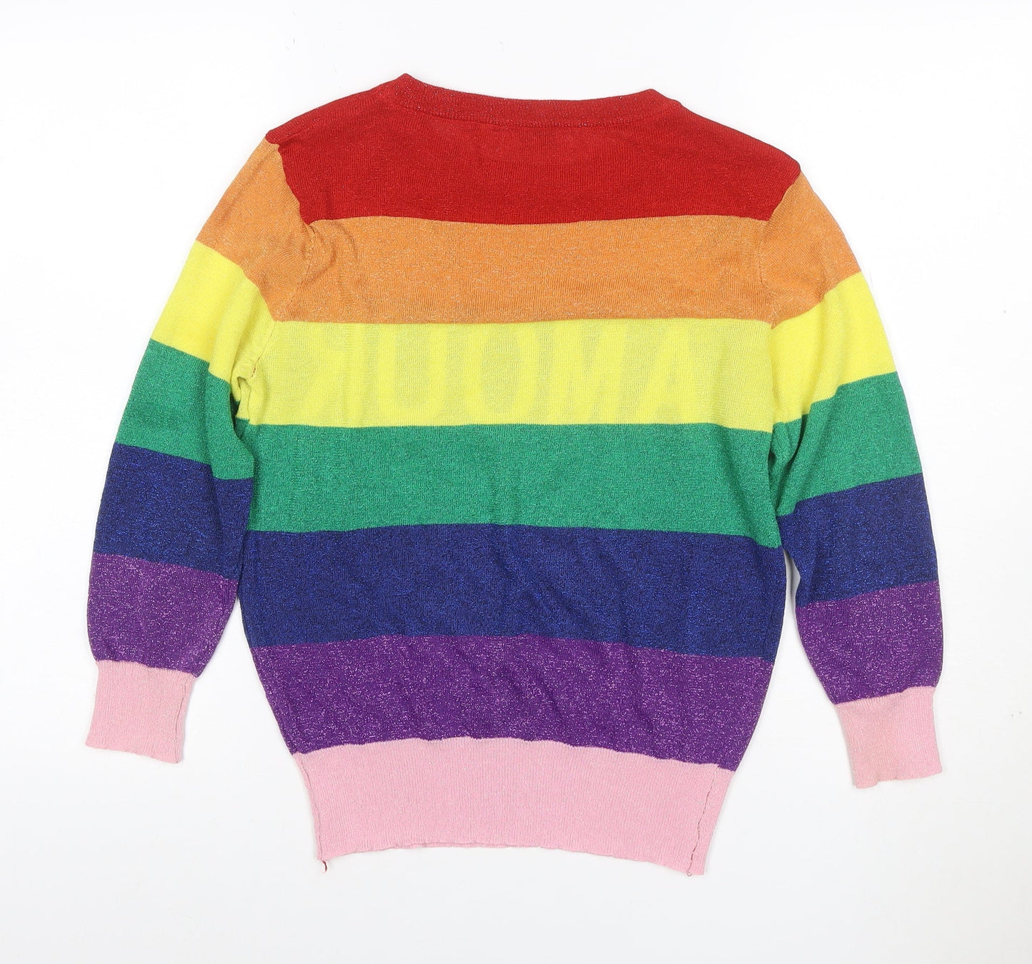 Yu & Me Women’s S Rainbow Amour Glitter Knit Long Sleeve Jumper