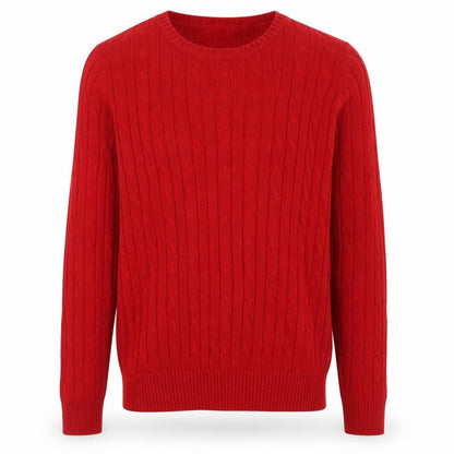 St. John's Bay Men’s Red L Cable Knit Crew Neck Cotton Jumper