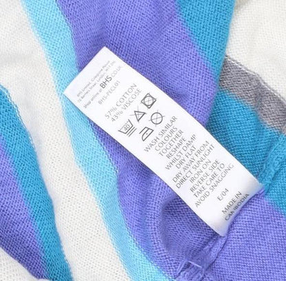 BHS Petite Women’s Multicoloured Stripe Open Cardigan UK 8 Cotton