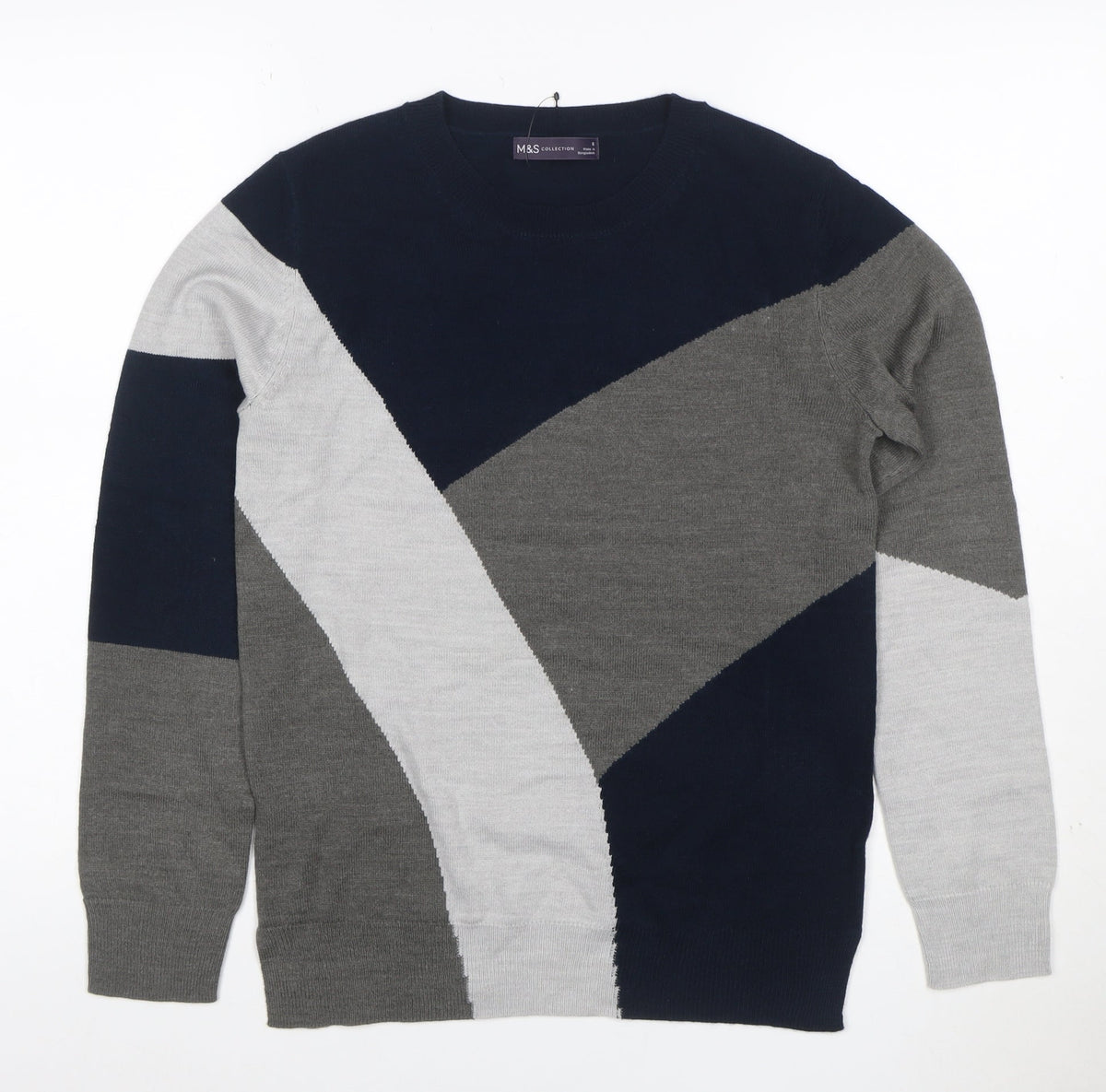 Marks and Spencer Women Multicoloured UK 8 Geometric Knit Pullover Jumper