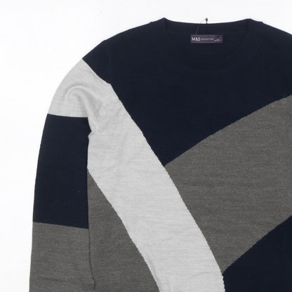 Marks and Spencer Women Multicoloured UK 8 Geometric Knit Pullover Jumper