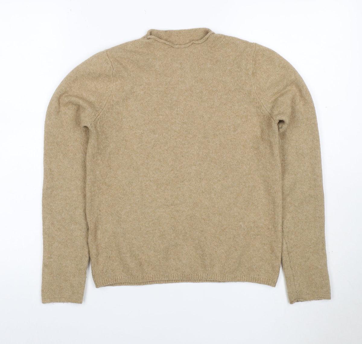 Mango Women Beige S Roll Neck Raglan Knit Wool Blend Jumper