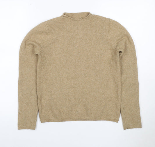 MNG Women Beige S Roll Neck Raglan Knit Wool Blend Jumper