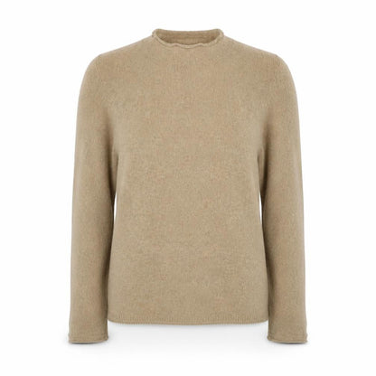 Mango Women Beige S Roll Neck Raglan Knit Wool Blend Jumper