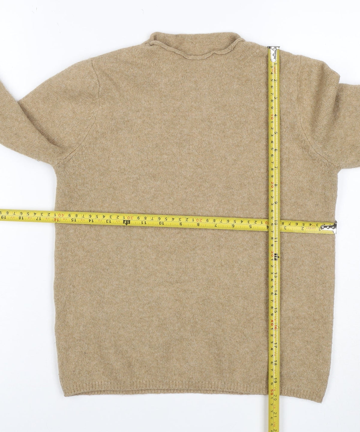 Mango Women Beige S Roll Neck Raglan Knit Wool Blend Jumper
