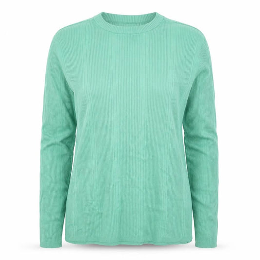 Marks & Spencer Women Green Size 14 Rib Knit Long Sleeve Basic Top
