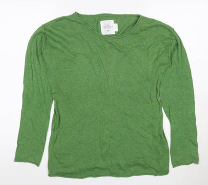 H&M Women Green Size 10 Fine Knit Angora Blend Round Neck Jumper