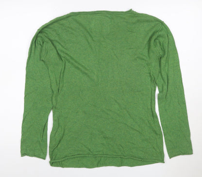 H&M Women Green Size 10 Fine Knit Angora Blend Round Neck Jumper