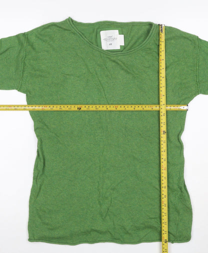 H&M Women Green Size 10 Fine Knit Angora Blend Round Neck Jumper