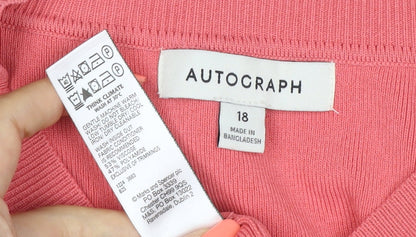 Autograph Women’s Pink Size 18 Round Neck Button Cardigan