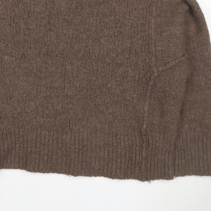 Topshop Women’s Brown Size 12 Roll Neck Oversized Knit Jumper